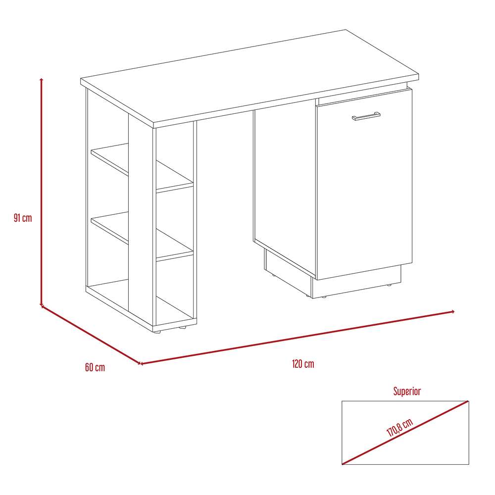 Barra de Cocina Rossi Olivo y Blanco 120 cm con Una Puerta y Entrepaños - Muebles Organizadores | Bylmo
