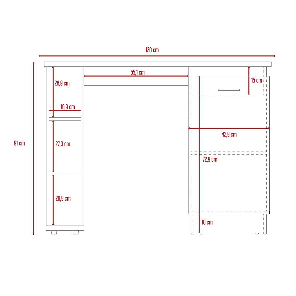 Barra de Cocina Rossi Olivo y Blanco 120 cm con Una Puerta y Entrepaños - Muebles Organizadores | Bylmo