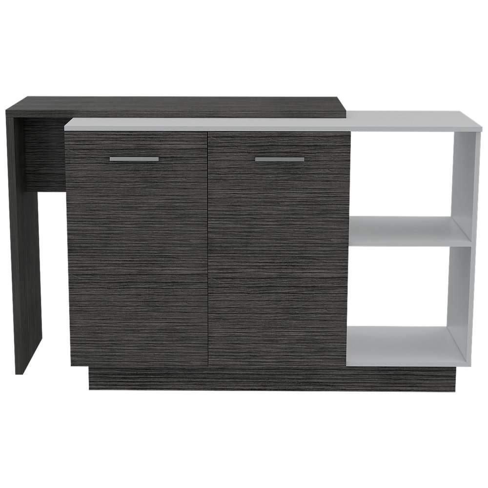 Barra de Cocina Sicilia Roble Gris y Blanco 150 cm con Dos Puertas - Muebles Organizadores | Bylmo