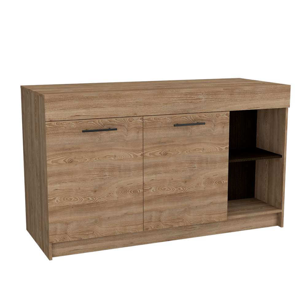 Barra de Cocina Luna Miel y Wengue 150 cm con Dos Puertas - Muebles Organizadores | Bylmo