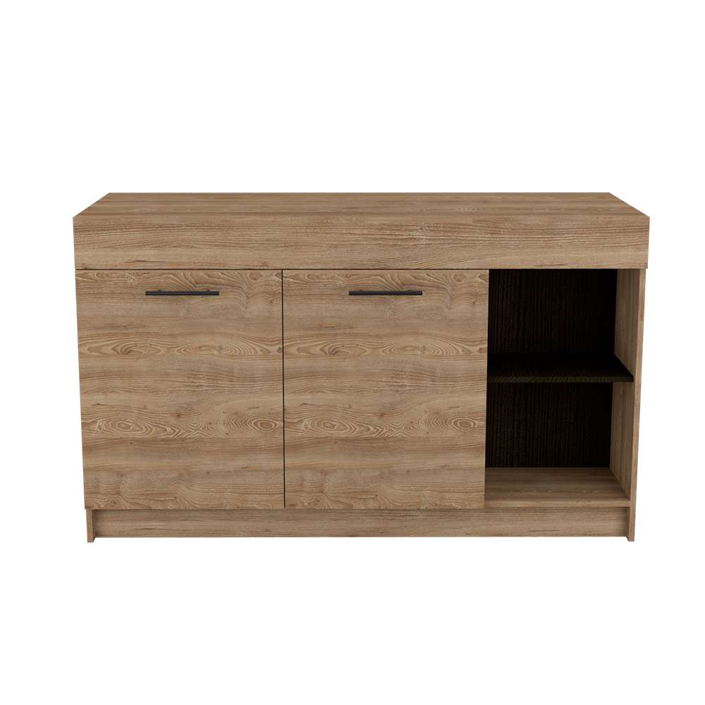 Barra de Cocina Luna Miel y Wengue 150 cm con Dos Puertas - Muebles Organizadores | Bylmo
