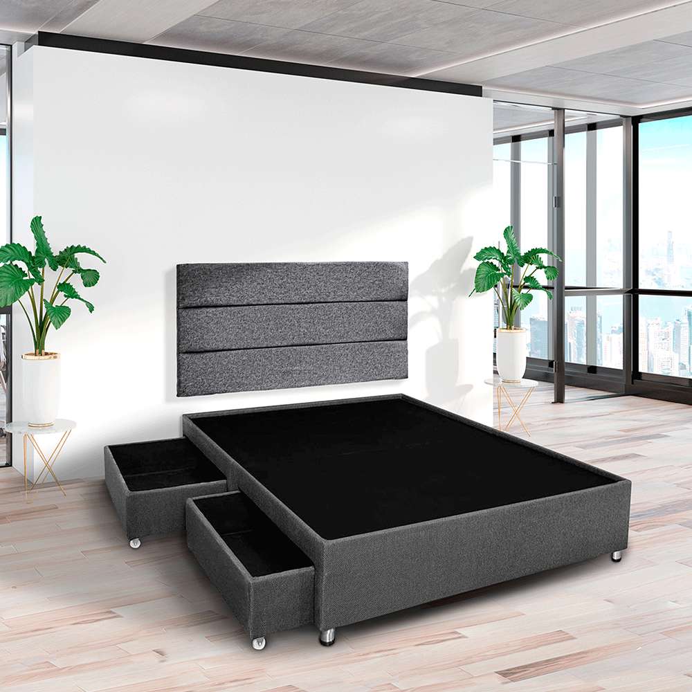Base Cama Antica King 200 cm Gris con Cajones - Camas y Cabeceros | Bylmo