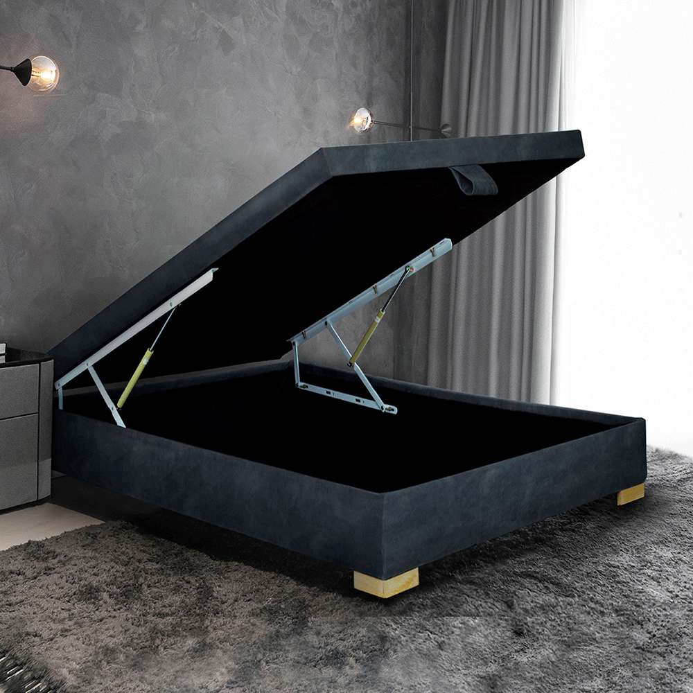 Base Cama Avellino 160 cm Gris con Baúl - Camas y Cabeceros | Bylmo