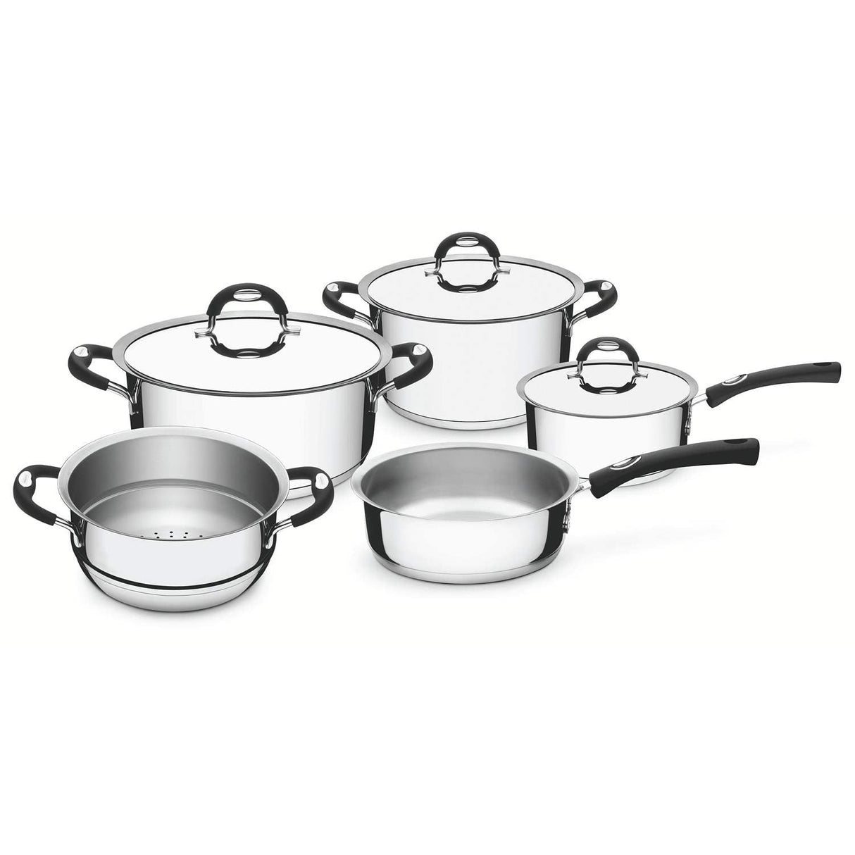 Batería de Cocina Duo Acero Inoxidable 29 cm 5 Piezas de Fondo Triple Gris - Ollas y Sartenes | Bylmo