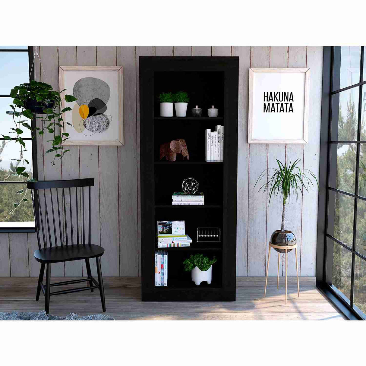 Biblioteca Andina Wengue 70x179cm con Cinco Compartimientos - Bibliotecas y Estanterías | Bylmo