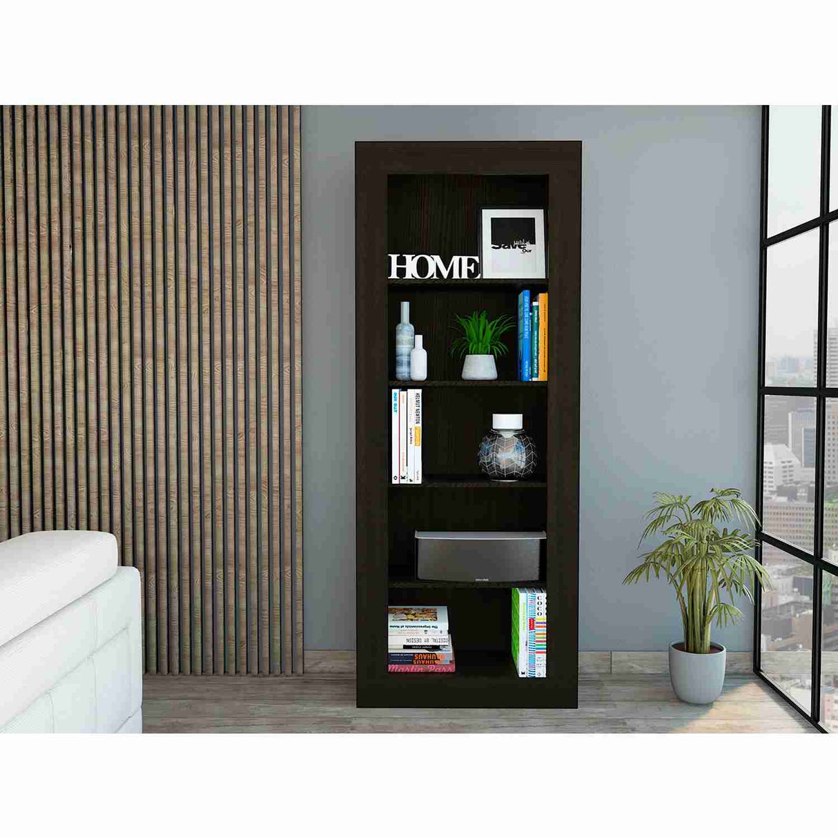 Biblioteca Andina Wengue 70x179cm con Cinco Compartimientos - Bibliotecas y Estanterías | Bylmo