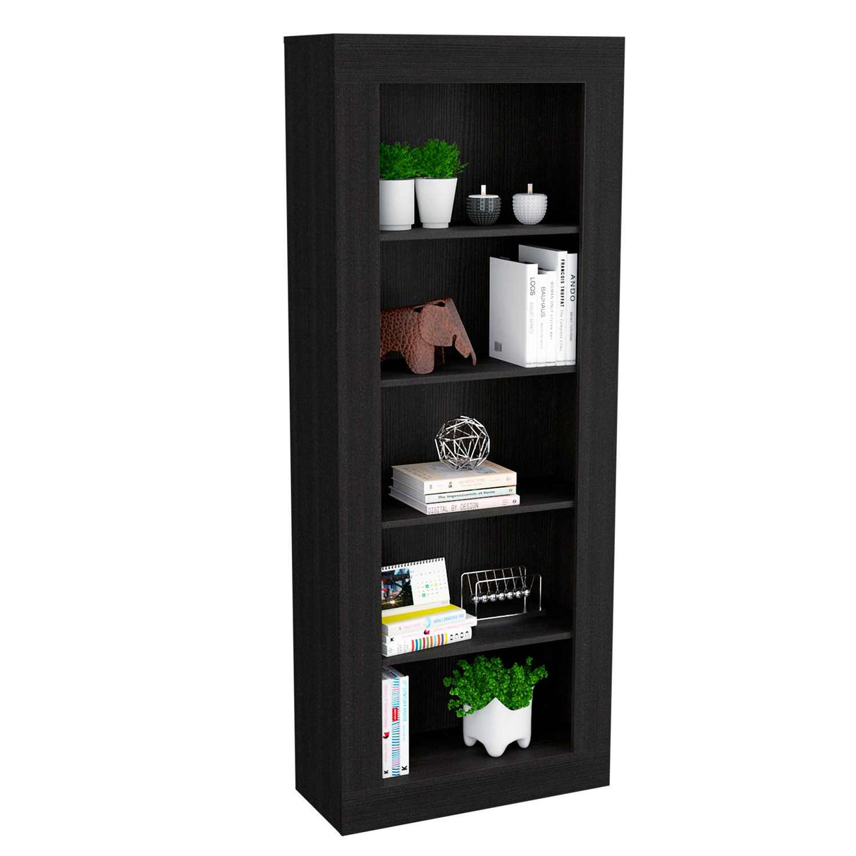 Biblioteca Andina Wengue 70x179cm con Cinco Compartimientos - Bibliotecas y Estanterías | Bylmo