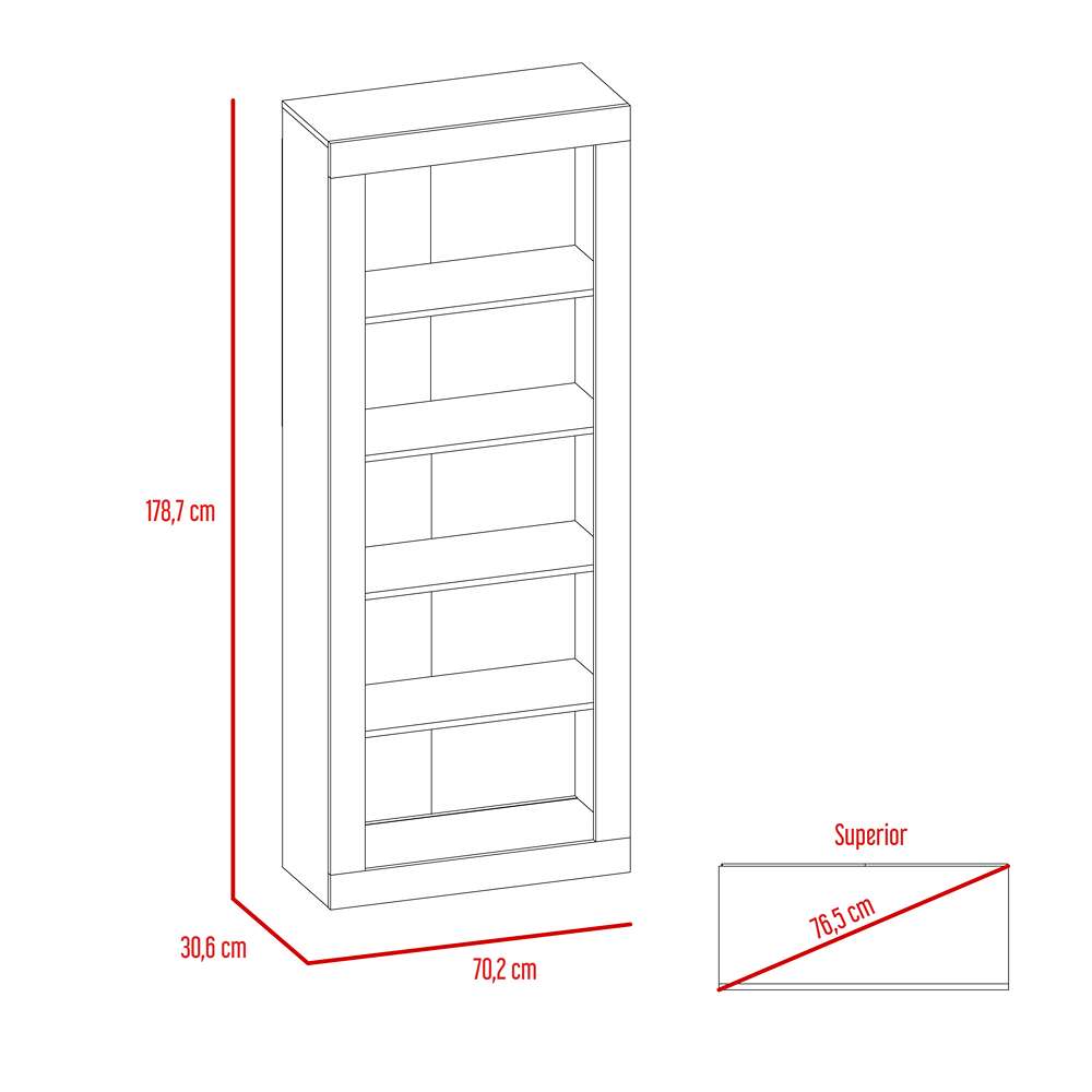 Biblioteca Andina Wengue 70 cm con Entrepaños - Bibliotecas | Bylmo