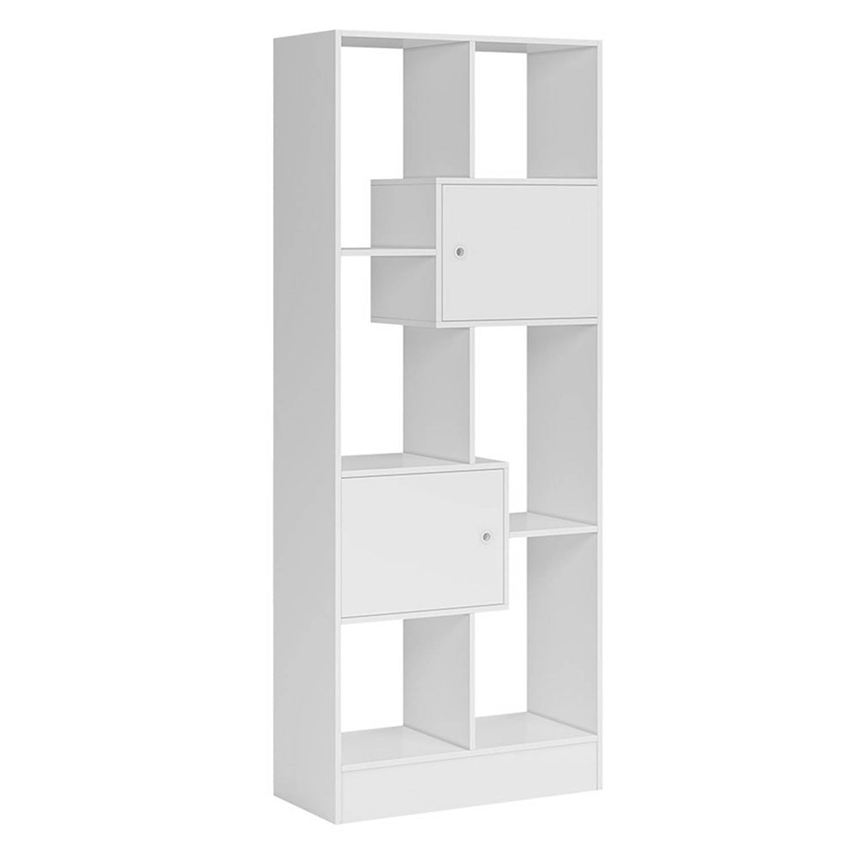 Biblioteca Arica Blanco 73x183cm con Seis Compartimientos y con Dos Cajones - Bibliotecas y Estanterias | Bylmo