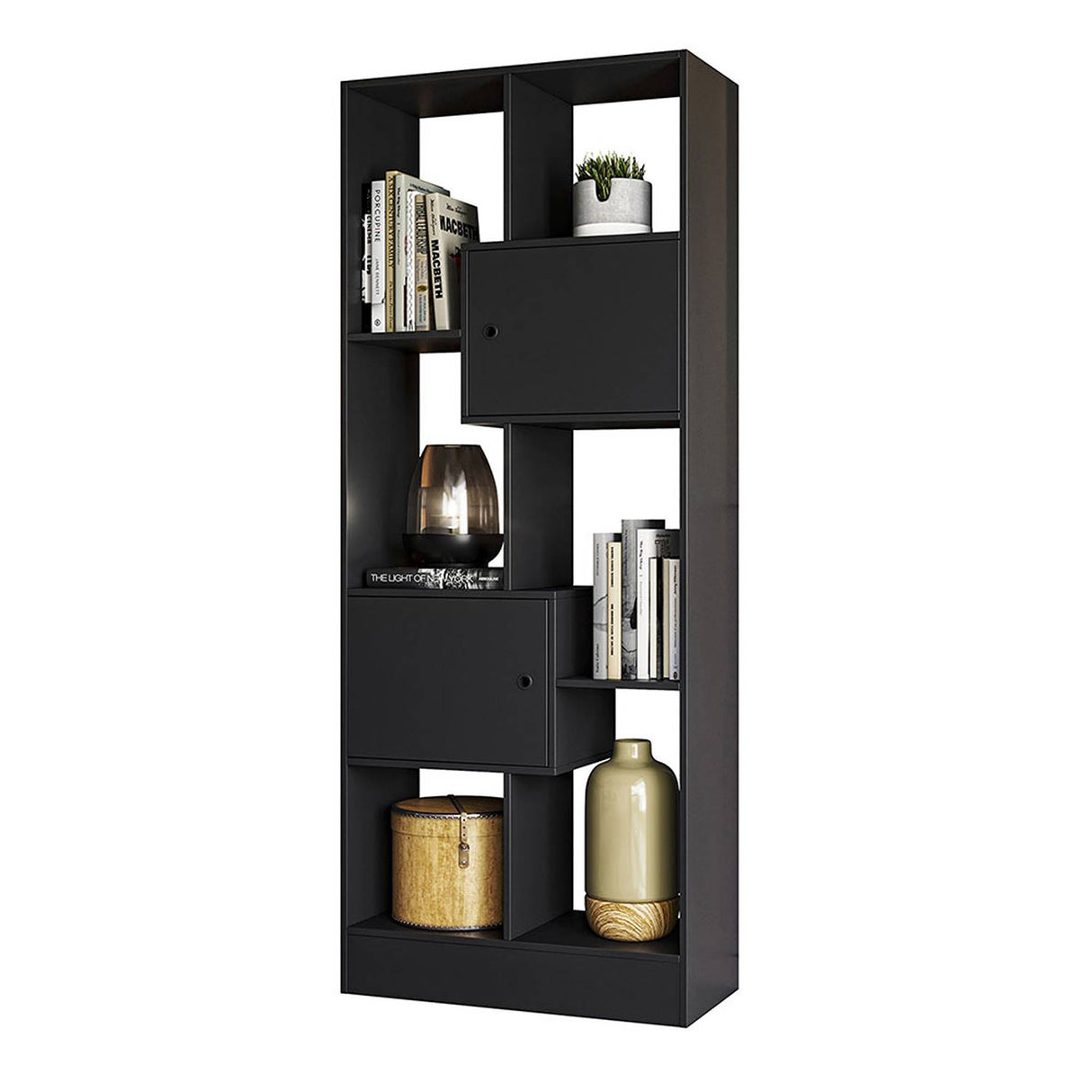 Biblioteca Arica Negro 73 cm con Dos Puertas - Bibliotecas y Estanterias | Bylmo