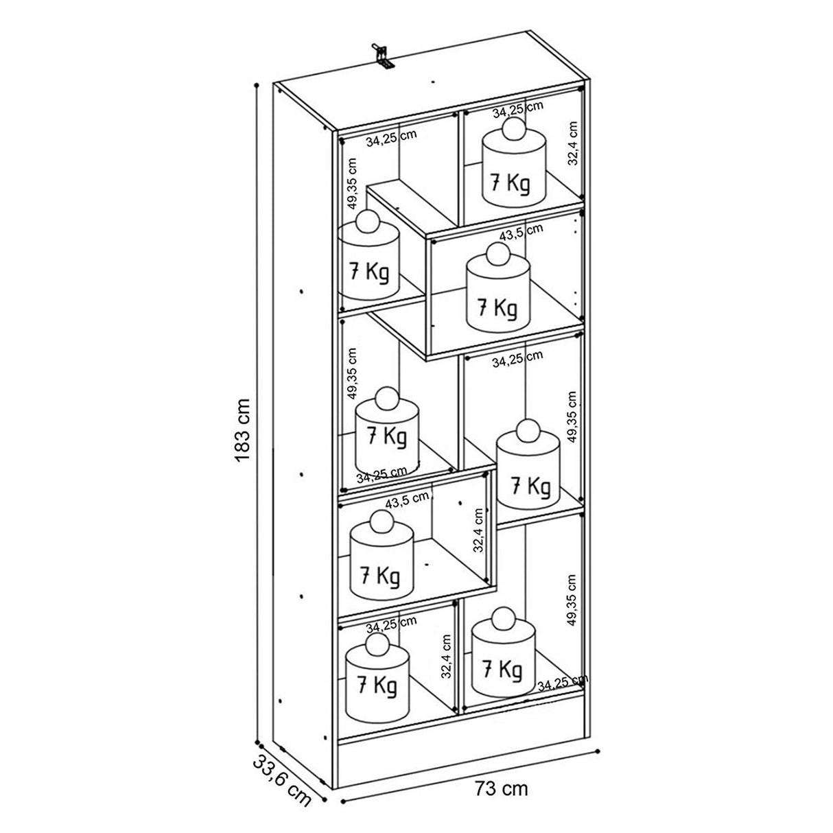 Biblioteca Arica Negro 73 cm con Dos Puertas - Bibliotecas y Estanterias | Bylmo