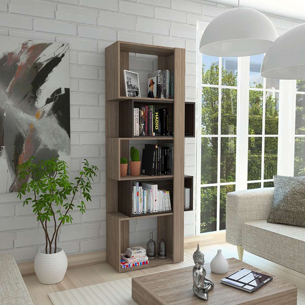 Biblioteca Transformable Báltica Miel 60 cm con Módulos Flotantes y Entrepaños - Bibliotecas | Bylmo