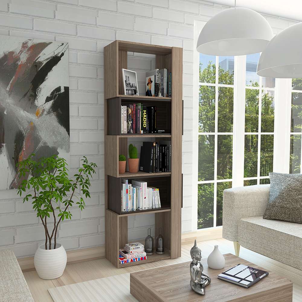 Biblioteca Transformable Báltica Miel 60 cm con Módulos Flotantes y Entrepaños - Bibliotecas | Bylmo