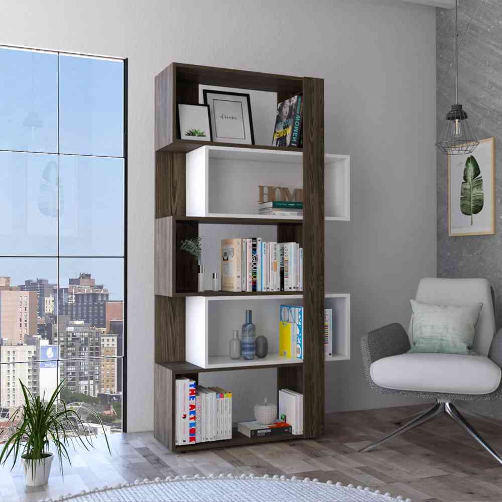 Biblioteca Transformable Beijing Coñac 70 cm con Módulos Flotantes y Entrepaños - Bibliotecas | Bylmo