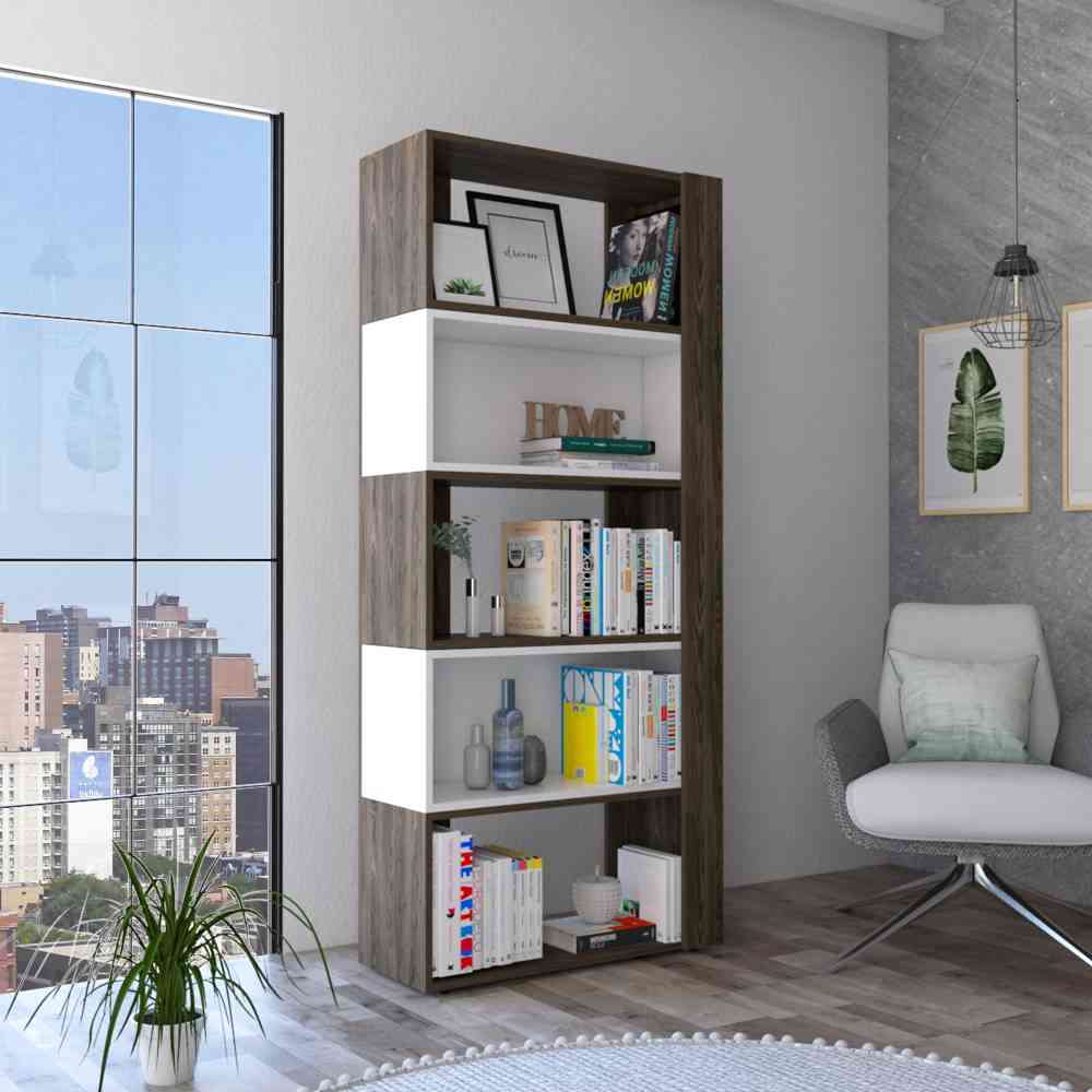 Biblioteca Transformable Beijing Coñac 70 cm con Módulos Flotantes y Entrepaños - Bibliotecas | Bylmo