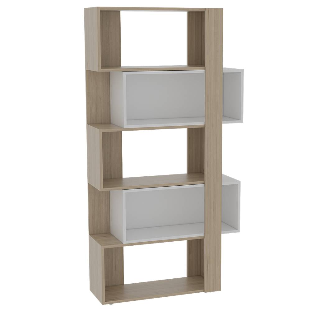 Biblioteca Beijing Rovere 70.2x161.5cm Rectangular con Cinco Compartimientos - Bibliotecas | Bylmo