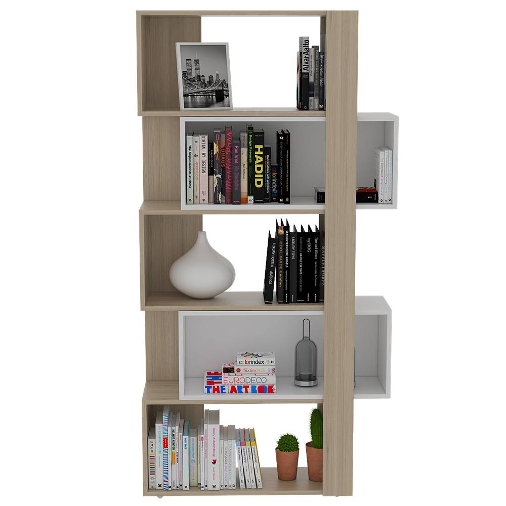 Biblioteca Beijing Rovere 70.2x161.5cm Rectangular con Cinco Compartimientos - Bibliotecas | Bylmo