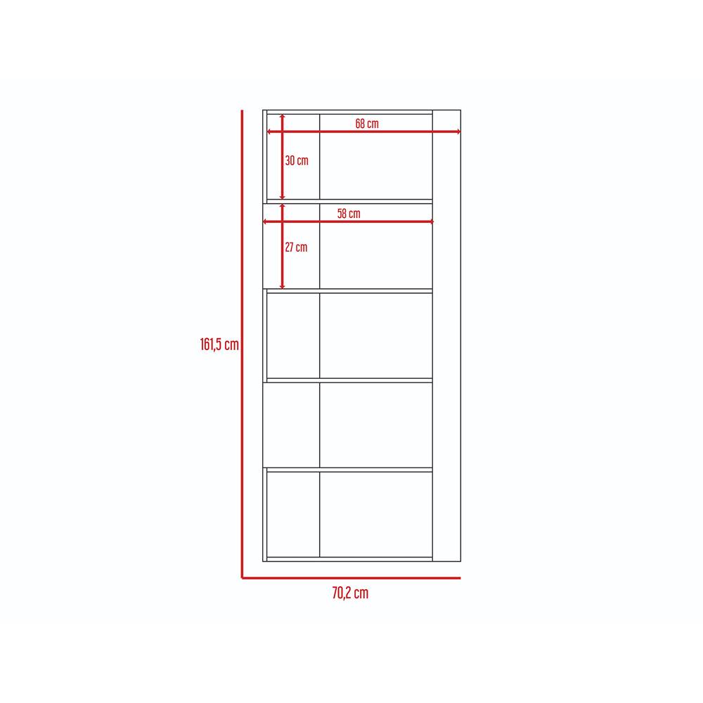 Biblioteca Beijing Rovere 70.2x161.5cm Rectangular con Cinco Compartimientos - Bibliotecas | Bylmo