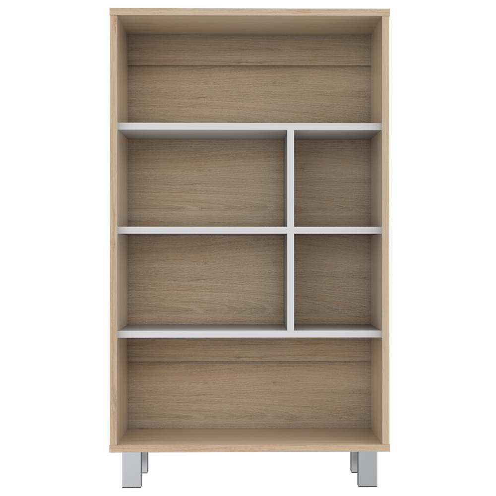 Biblioteca Bellagio Rovere y Blanco 60x101cm con Seis Compartimientos - Bibliotecas | Bylmo
