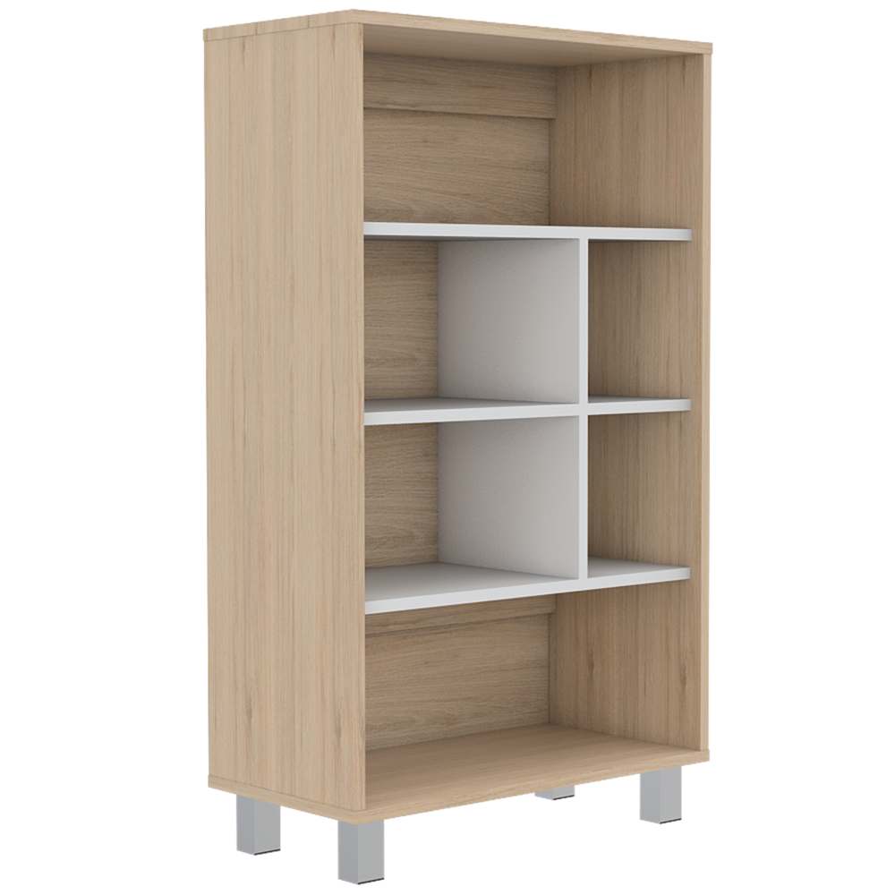 Biblioteca Bellagio Rovere y Blanco 60x101cm con Seis Compartimientos - Bibliotecas | Bylmo