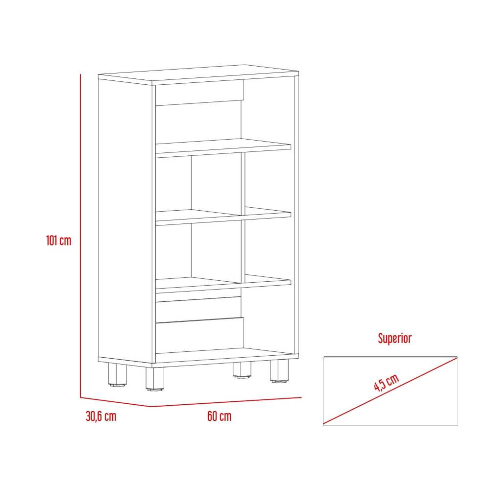 Biblioteca Bellagio Rovere y Blanco 60x101cm con Seis Compartimientos - Bibliotecas | Bylmo