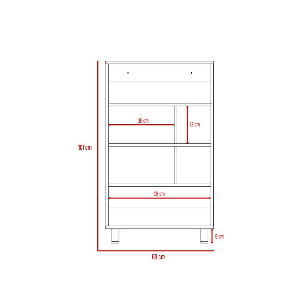 Biblioteca Bellagio Rovere y Blanco 60x101cm con Seis Compartimientos - Bibliotecas | Bylmo
