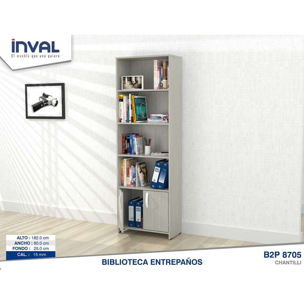 Biblioteca Chantilly 60x182cm con Cuatro Compartimientos y con Un Cajón - Bibliotecas y Estanterías | Bylmo