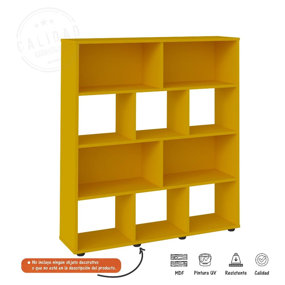 Biblioteca Book Amarillo 91x109cm con Diez Compartimientos - Bibliotecas | Bylmo
