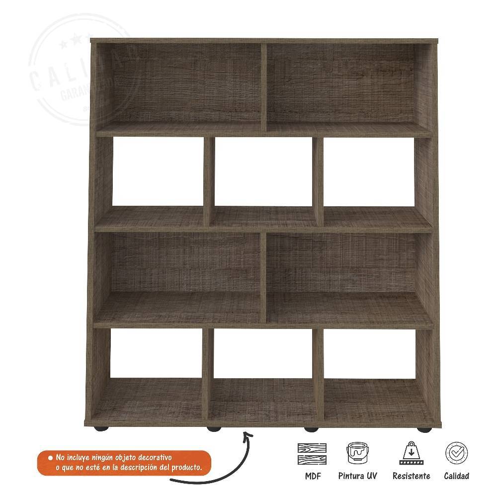 Biblioteca Book Canela 91x109cm Rectangular con Diez Compartimientos - Bibliotecas | Bylmo