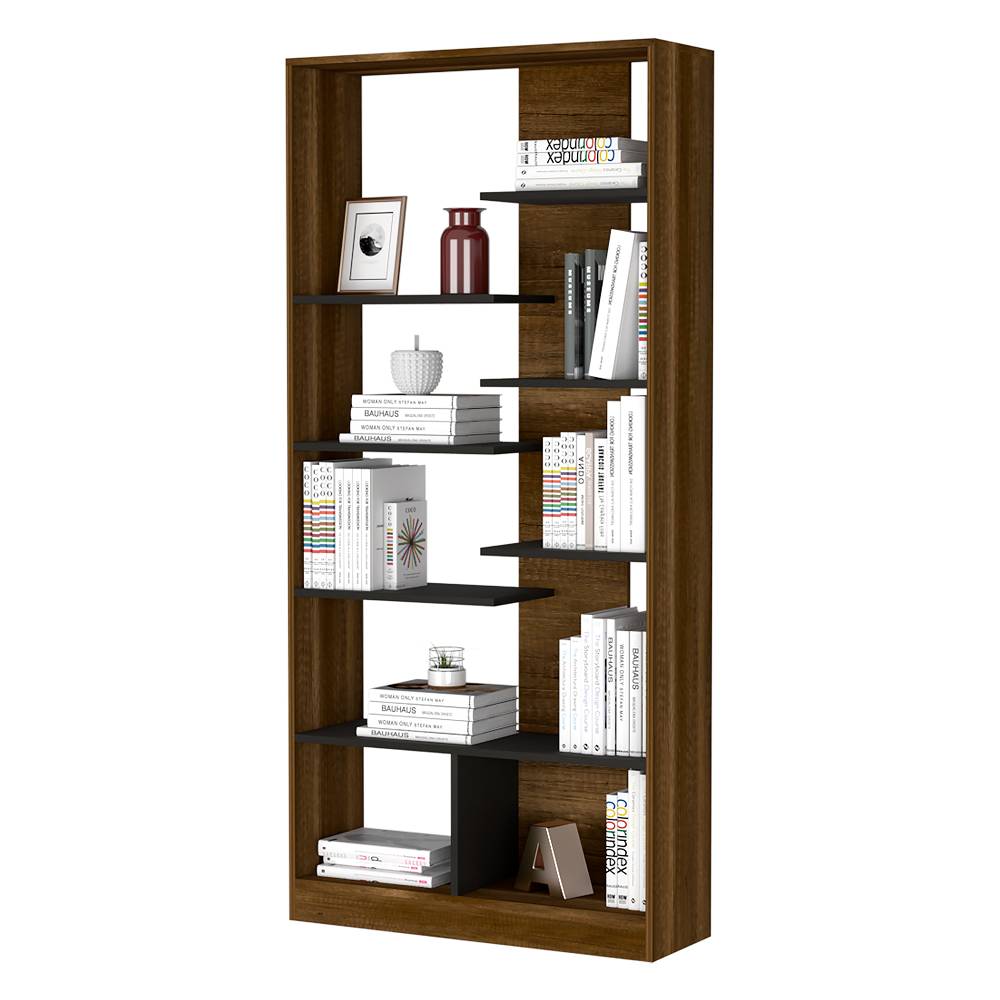 Biblioteca Classic Wengue 80x170cm Rectangular con Diez Compartimientos - Bibliotecas | Bylmo