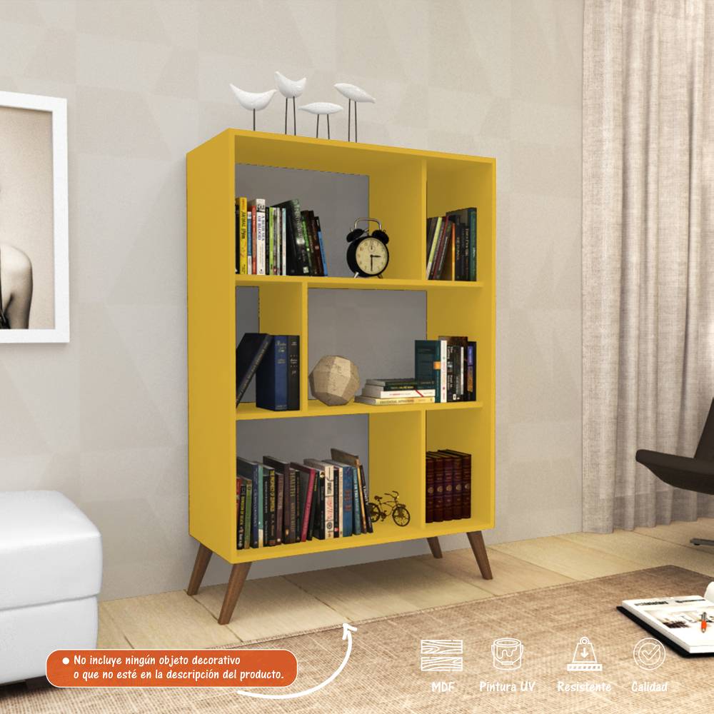 Biblioteca Kazan Amarillo 81 cm con Entrepaños - Bibliotecas | Bylmo