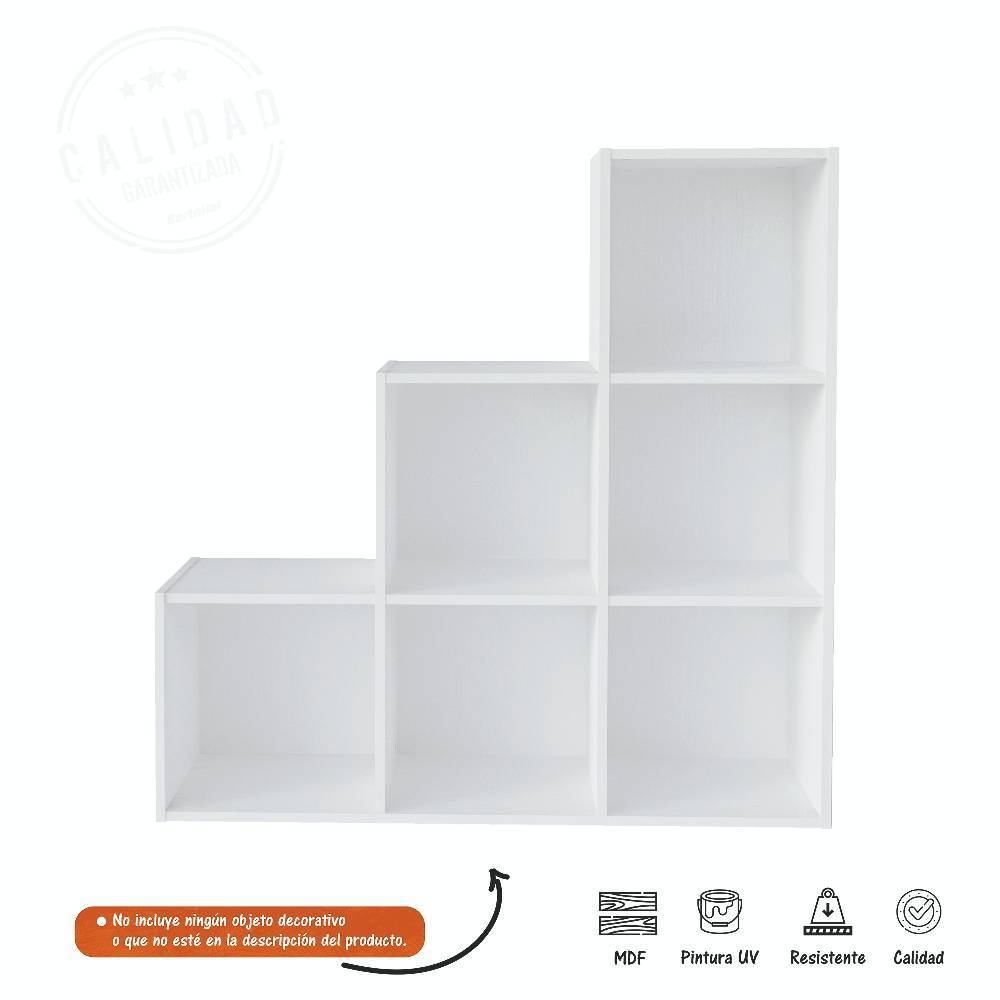 Biblioteca Escalera Grid Blanco 102x102cm con Seis Compartimientos - Bibliotecas | Bylmo