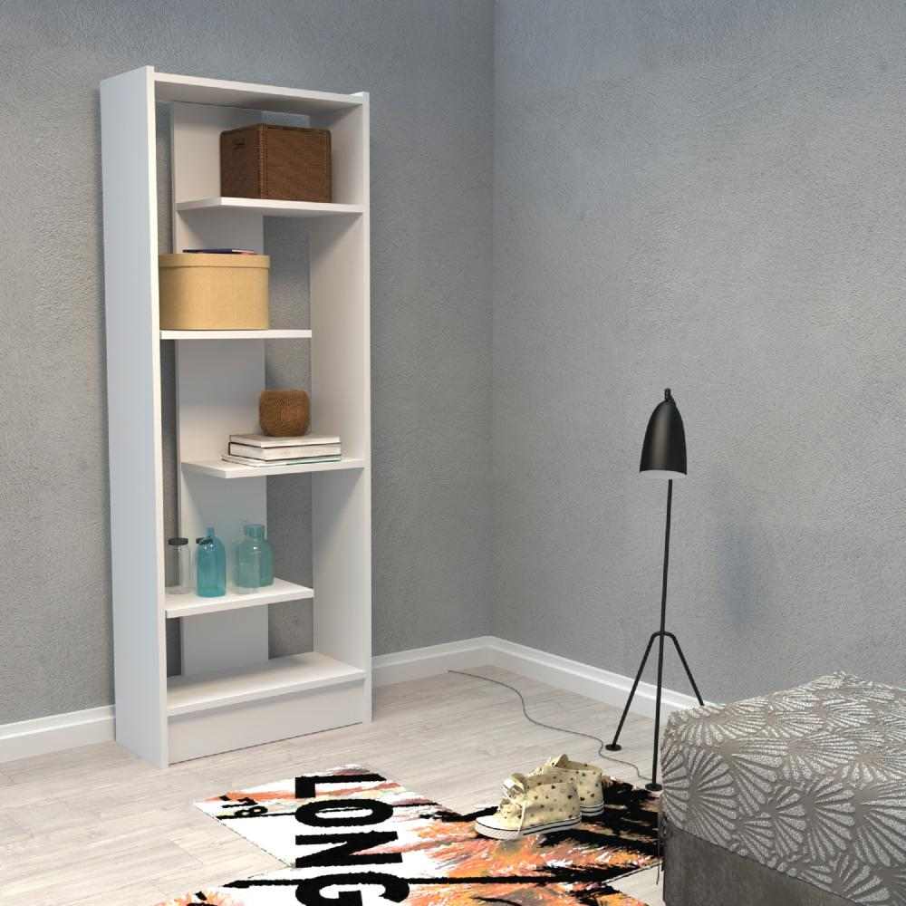 Biblioteca Like BLANCO 60x160cm con Cinco Compartimientos - Bibliotecas | Bylmo