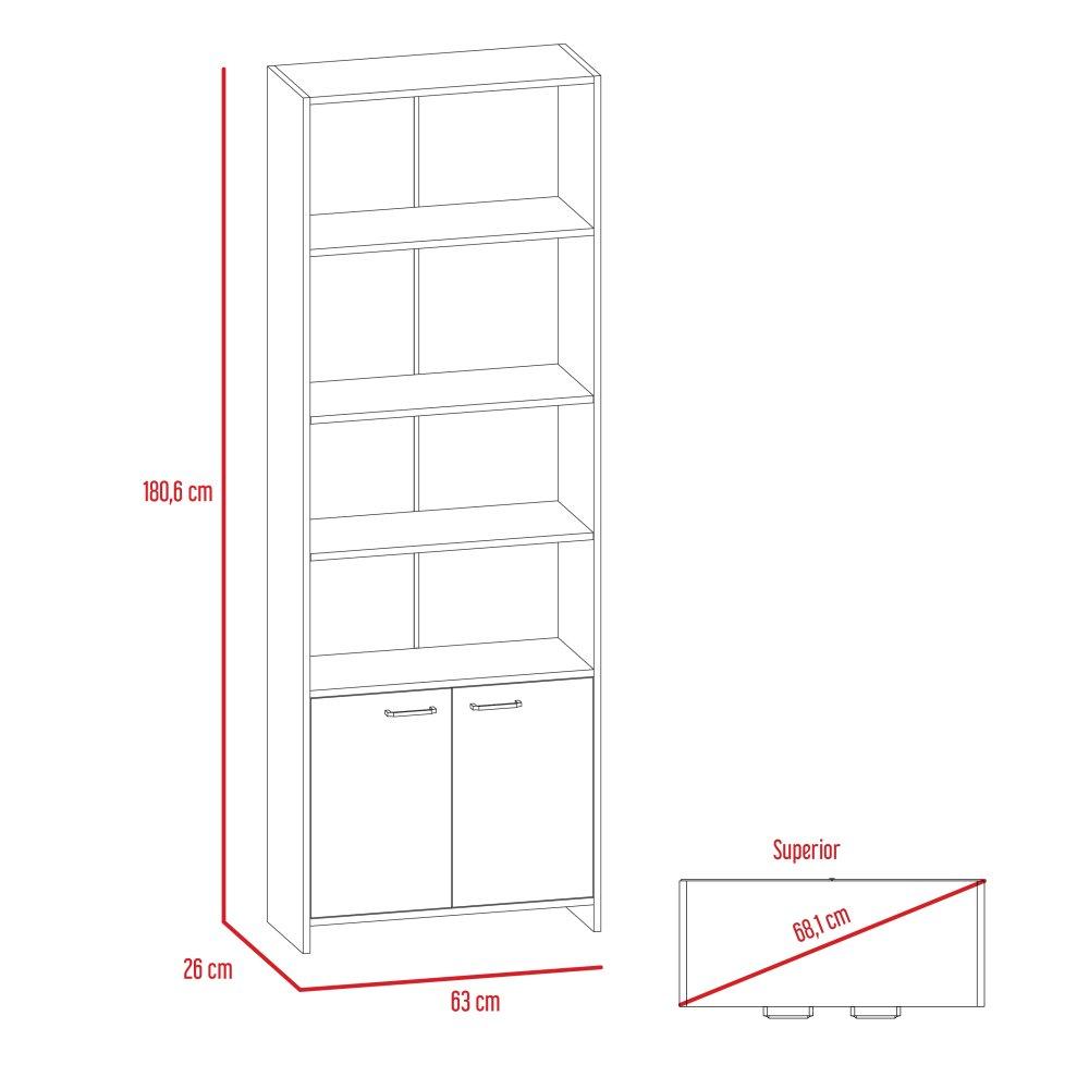 Biblioteca Lisa Duna 63x180cm con Cuatro Compartimientos y con Un Cajón - Bibliotecas | Bylmo