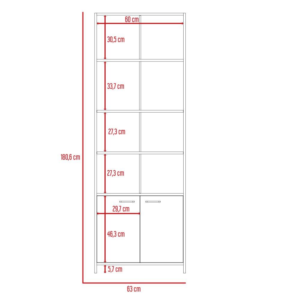 Biblioteca Lisa Duna 63x180cm con Cuatro Compartimientos y con Un Cajón - Bibliotecas | Bylmo