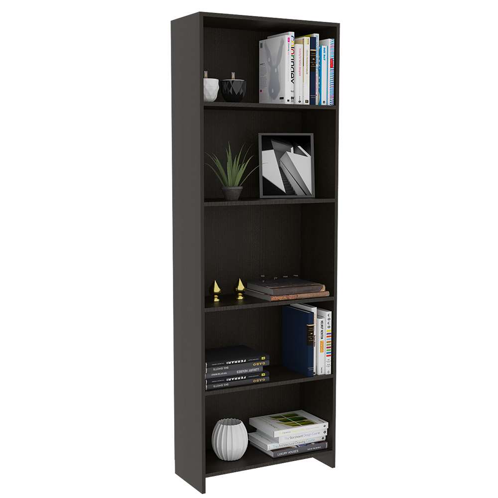 Biblioteca Lisa Wengue 62x180cm con Cinco Compartimientos - Bibliotecas | Bylmo