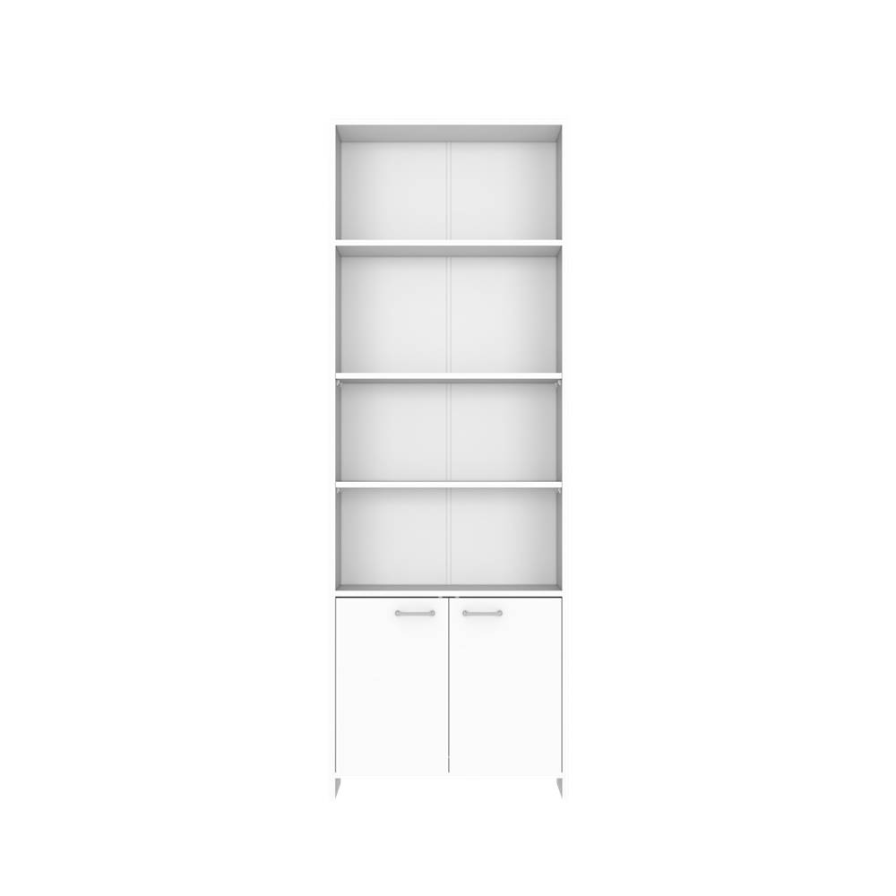 Biblioteca Lisa Blanco 63x180cm con Cuatro Compartimientos y con Un Cajón - Bibliotecas | Bylmo