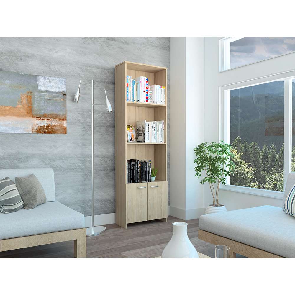 Biblioteca Lisa Easy Rovere 55 cm con Entrepaños y Puertas - Bibliotecas | Bylmo