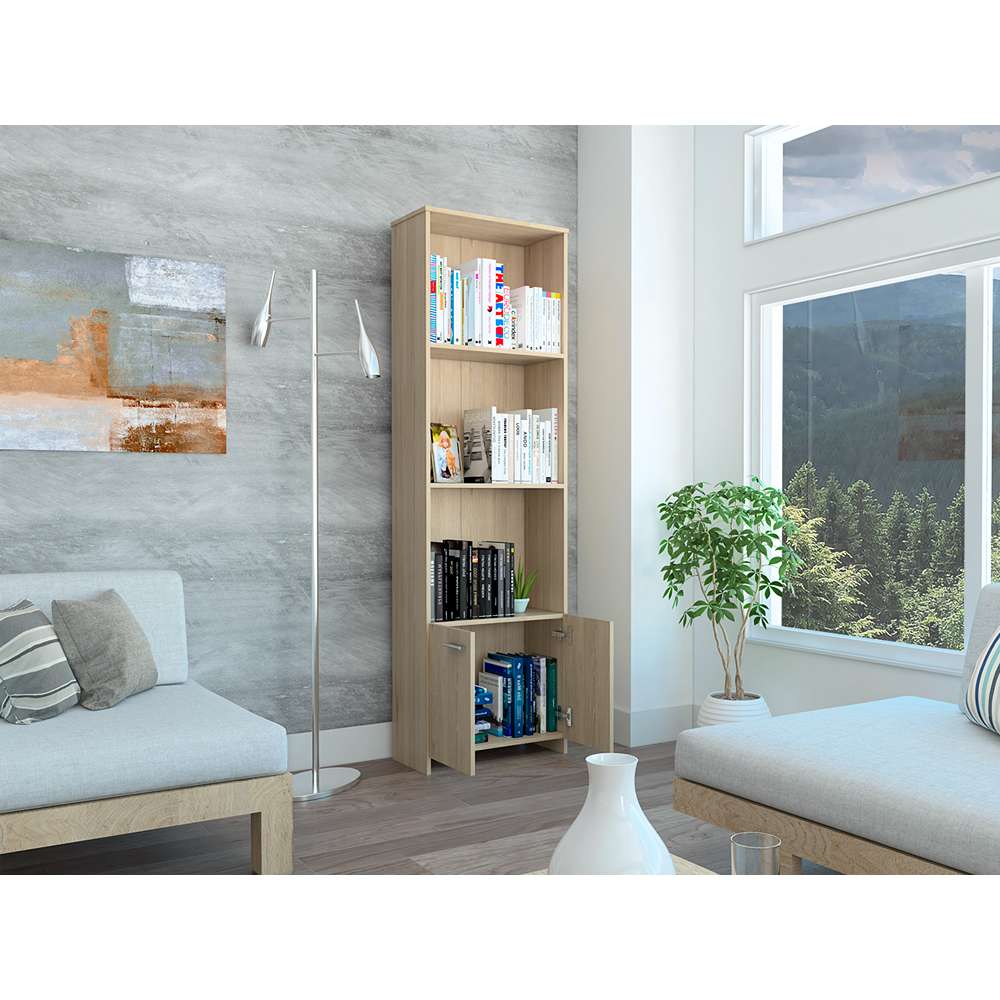 Biblioteca Lisa Easy Rovere 55 cm con Entrepaños y Puertas - Bibliotecas | Bylmo