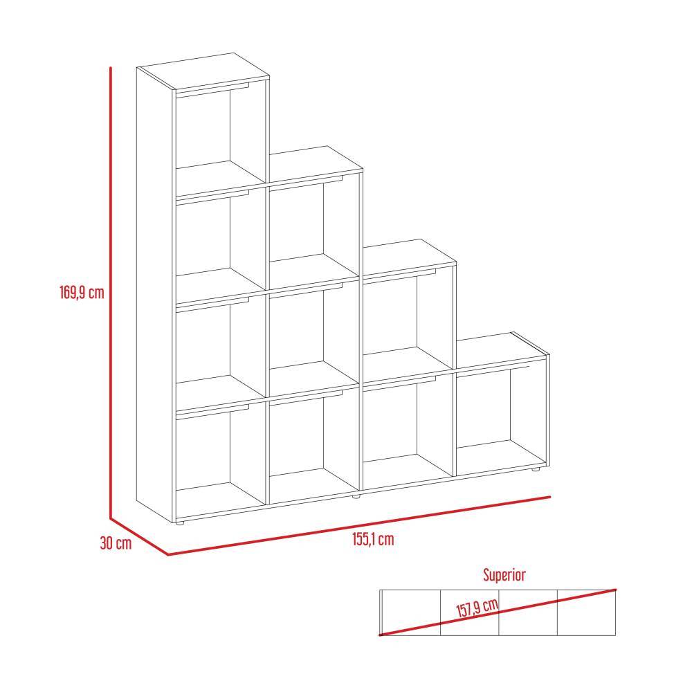 Biblioteca Escalera Luma Rovere 155.1x169.9cm con Diez Compartimientos - Bibliotecas | Bylmo