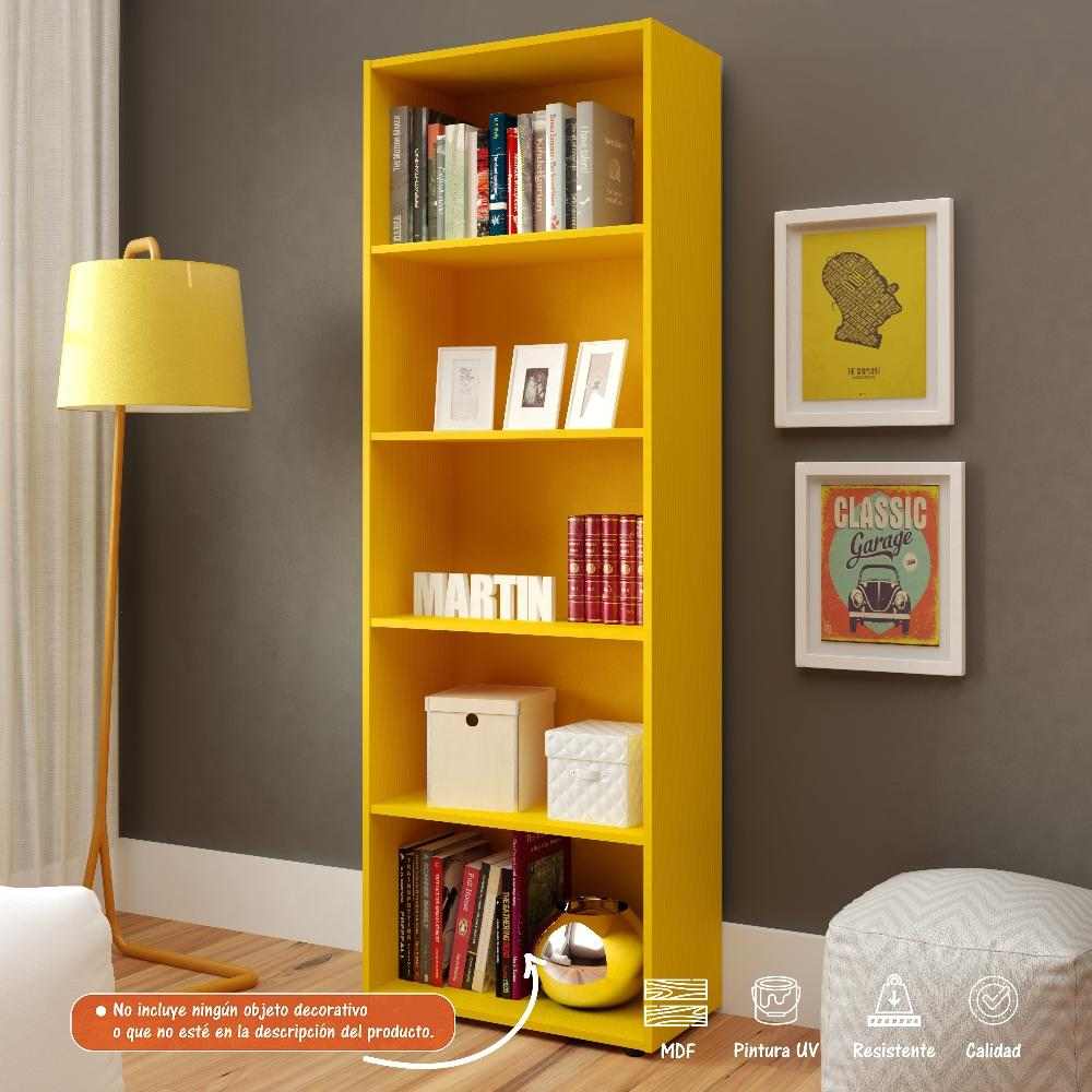 Biblioteca Multy Amarillo 60x180cm con Cinco Compartimientos - Bibliotecas | Bylmo