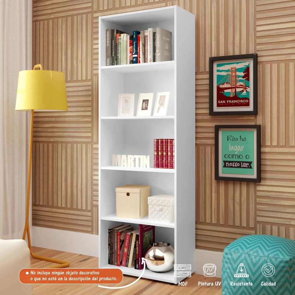 Biblioteca Multy Blanco 60x180cm con Cinco Compartimientos - Bibliotecas | Bylmo