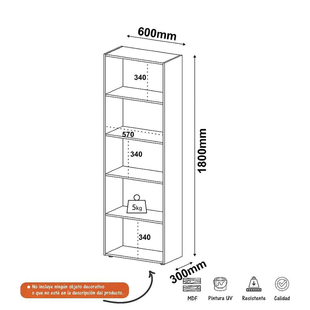 Biblioteca Multy Cafe 60 cm con Entrepaños - Bibliotecas | Bylmo