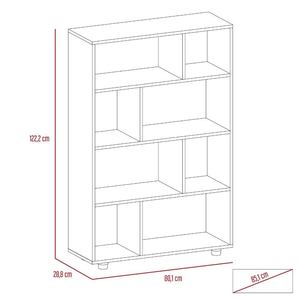 Biblioteca Ofice Ceniza 80x122cm con Ocho Compartimientos - Bibliotecas | Bylmo