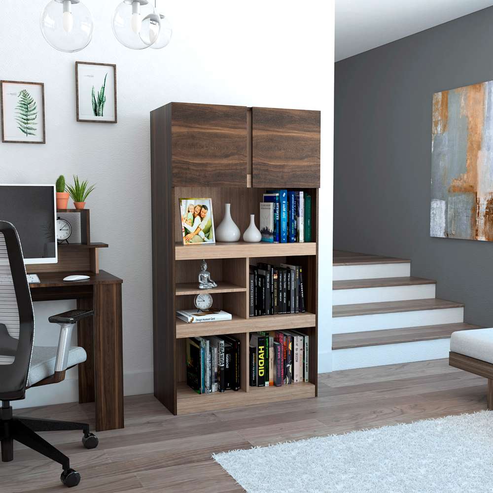 Biblioteca Ofice Habano 80.1x151.9cm con Seis Compartimientos y con Un Cajón - Bibliotecas | Bylmo