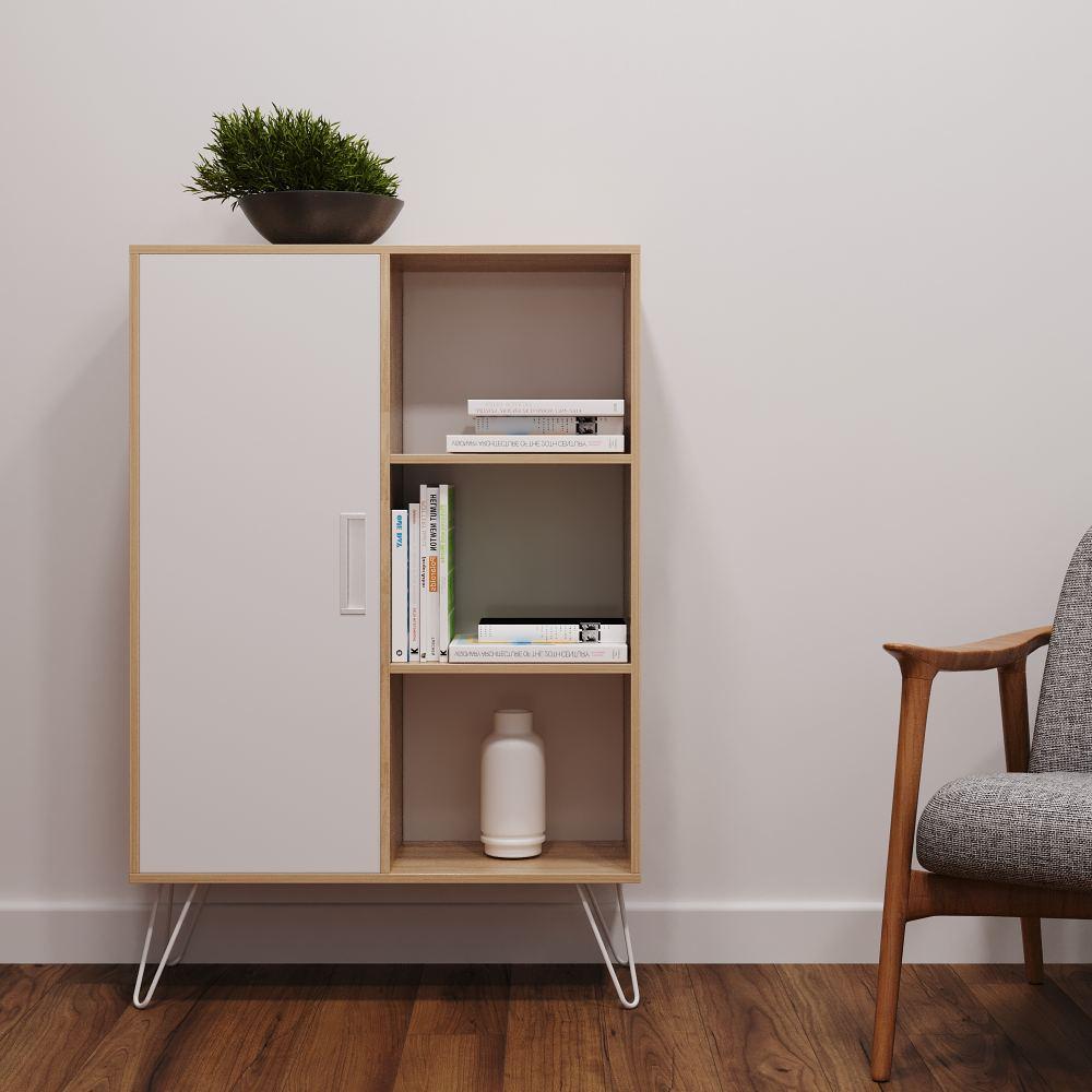 Biblioteca Paris Pro Blanco 80 cm con Puerta y Entrepaños - Bibliotecas | Bylmo