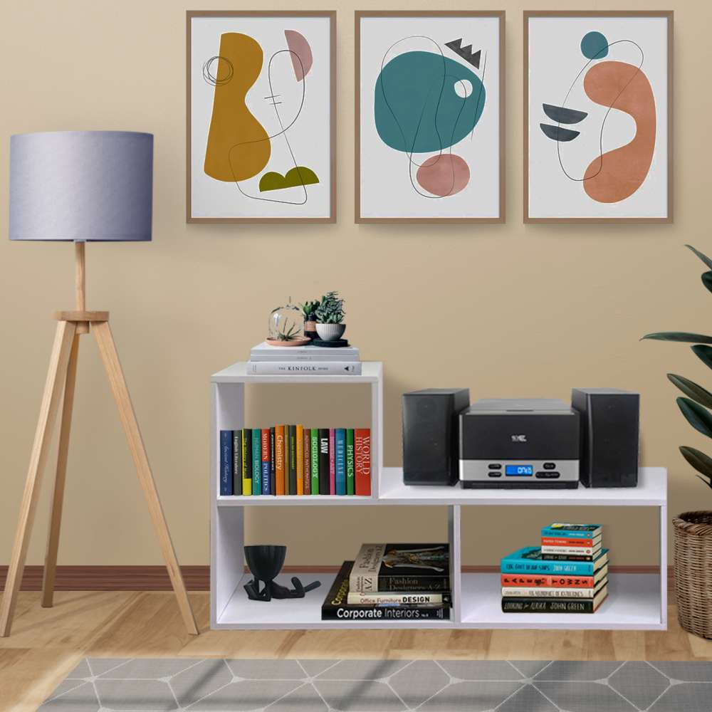 Biblioteca Transformable Snow Blanco 61 cm Tipo L con Entrepaños - Bibliotecas | Bylmo