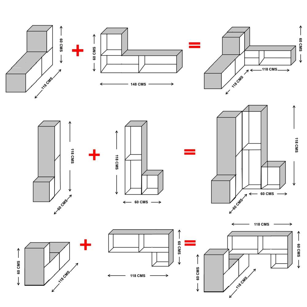 Biblioteca Transformable Snow Blanco 61 cm Tipo L con Entrepaños - Bibliotecas | Bylmo