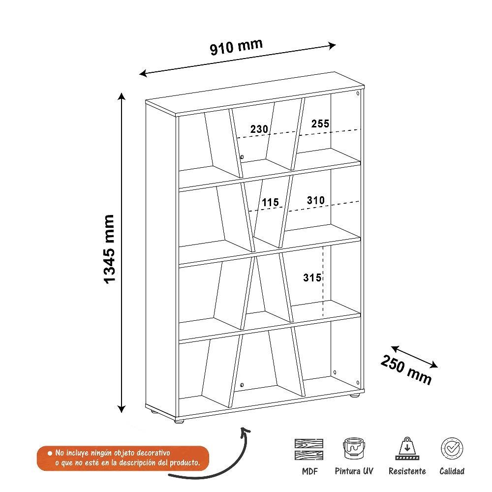 Biblioteca Xis Blanco 91x134cm con 1Dos Compartimientos - Bibliotecas | Bylmo