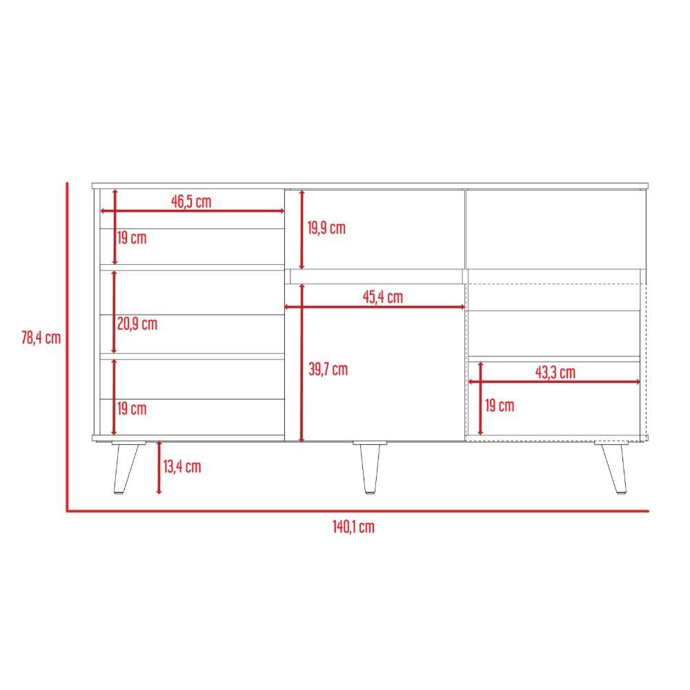 Arrimo Alina Miel y Blanco 140 cm con Dos Cajones y Dos Puertas - Bifes | Bylmo